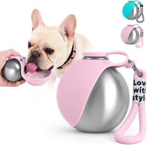 AquaSphere™ - 2-in-1 Stainless Steel Travel Pet Bottle (Pink)