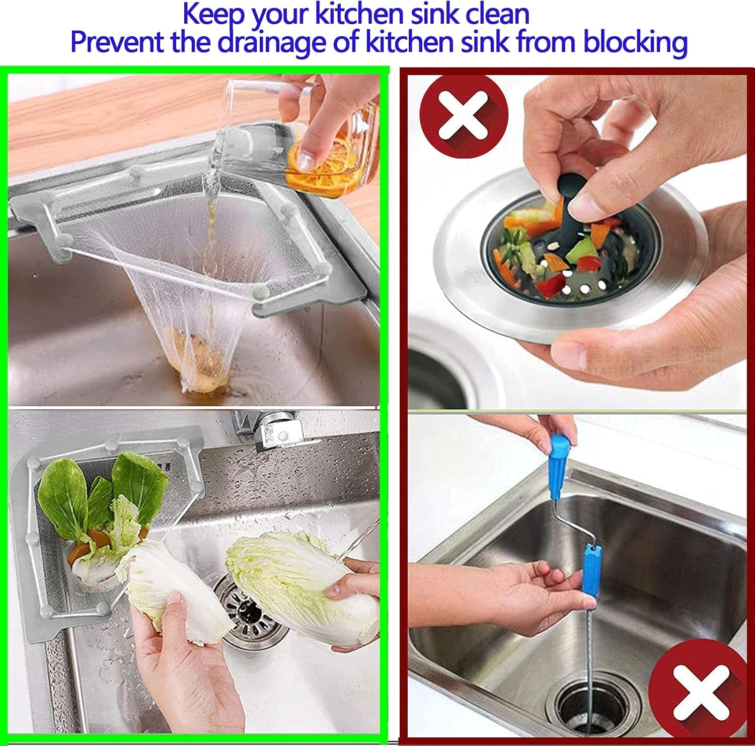 SinkClean™ - Triangle Corner Strainer Rack with 100 Mesh Bags