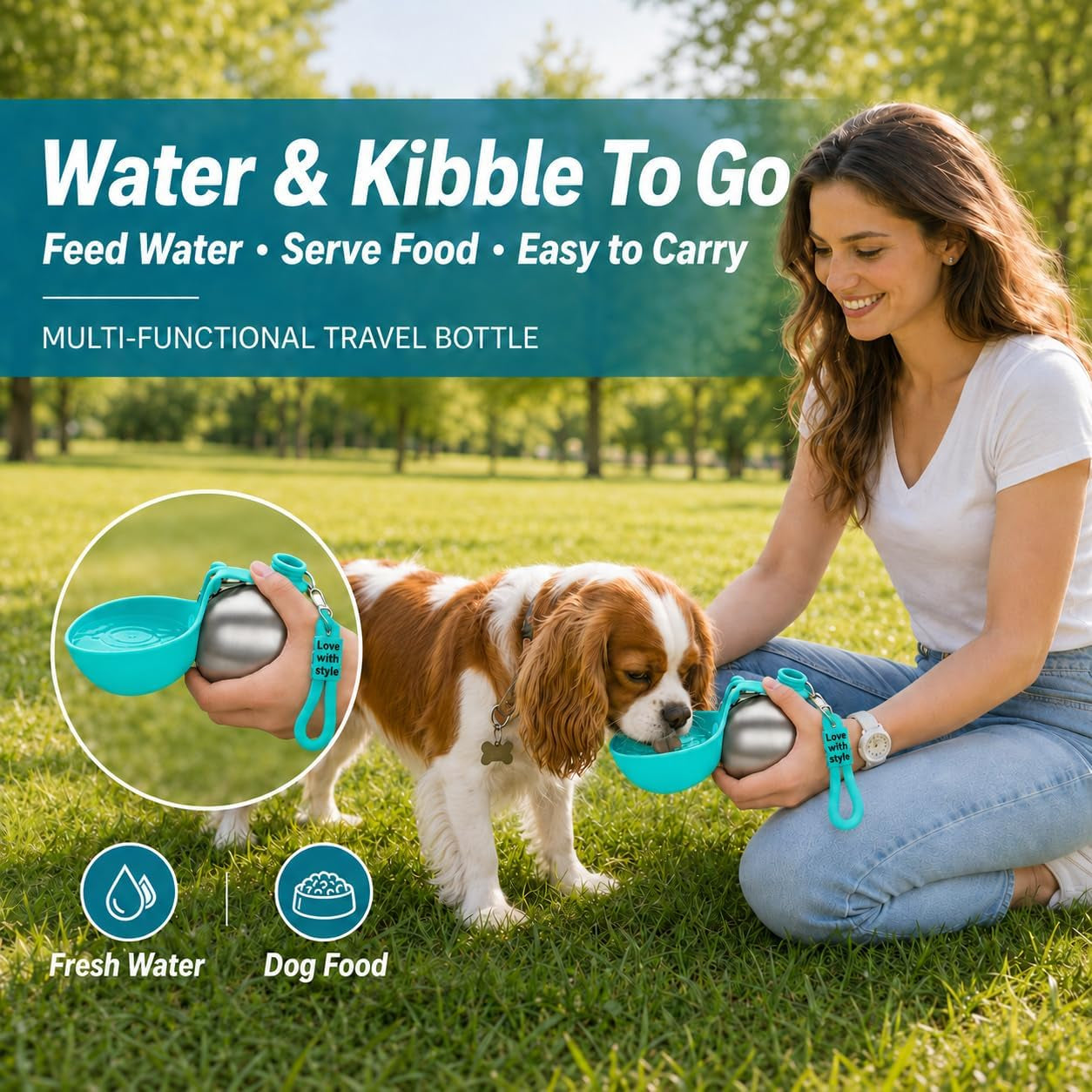 AquaSphere™ - 2-in-1 Stainless Steel Travel Pet Bottle (Blue)