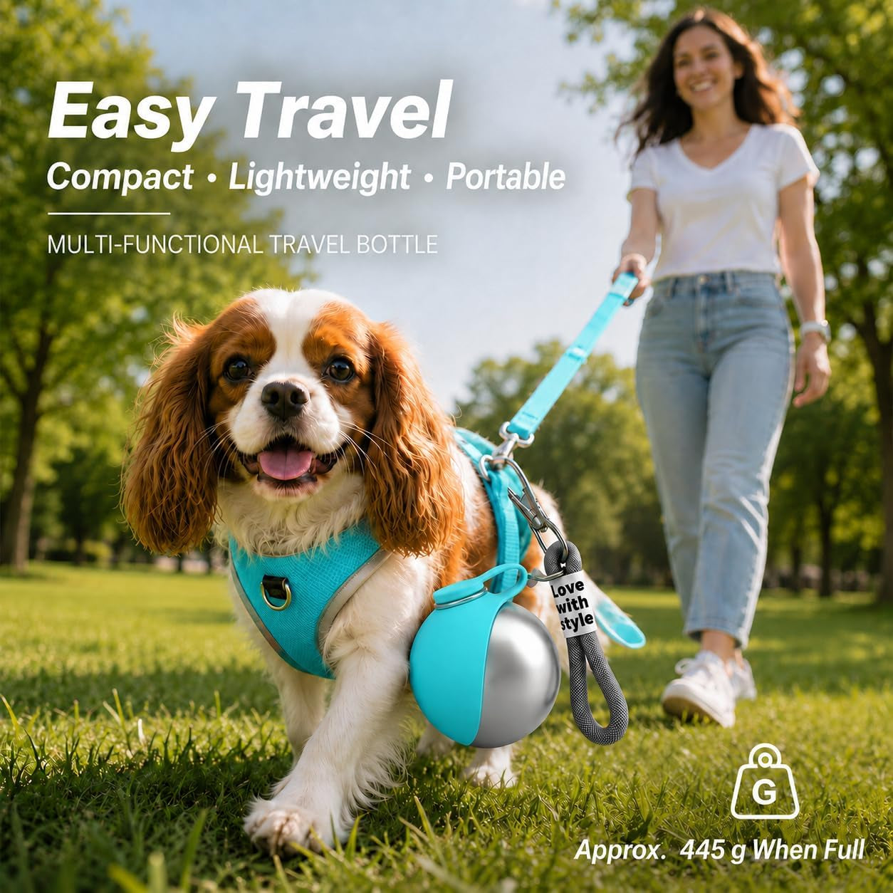AquaSphere™ - 2-in-1 Stainless Steel Travel Pet Bottle (Blue)