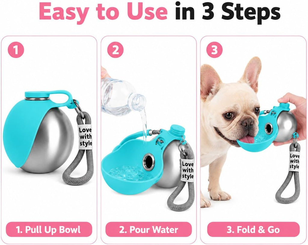 AquaSphere™ - 2-in-1 Stainless Steel Travel Pet Bottle (Blue)