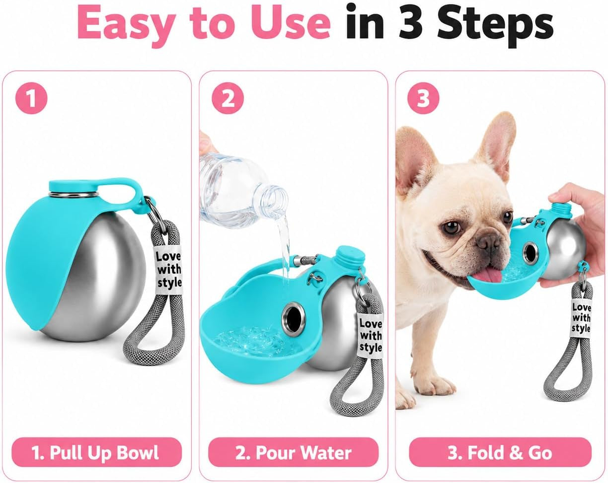 AquaSphere™ - 2-in-1 Stainless Steel Travel Pet Bottle (Blue)