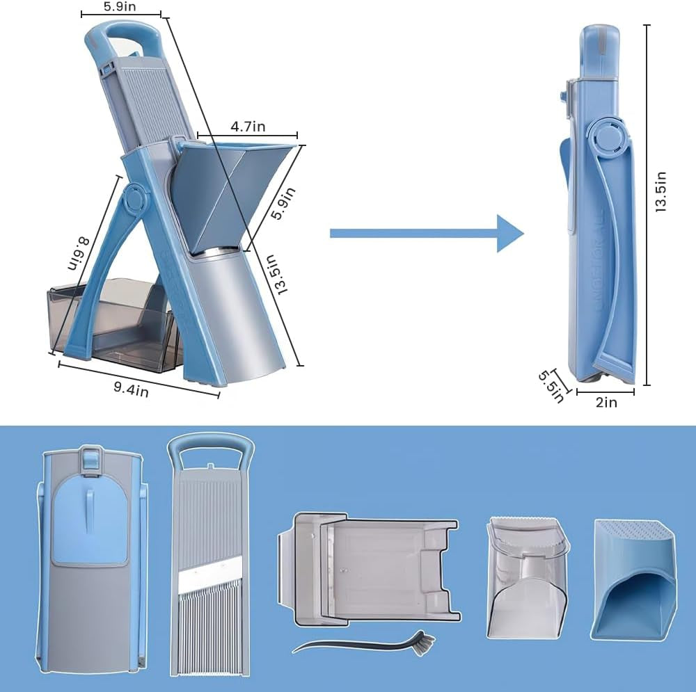 Slicely™ - 6-in-1 Safe Vertical Mandoline & Veggie Slicer (Blue)