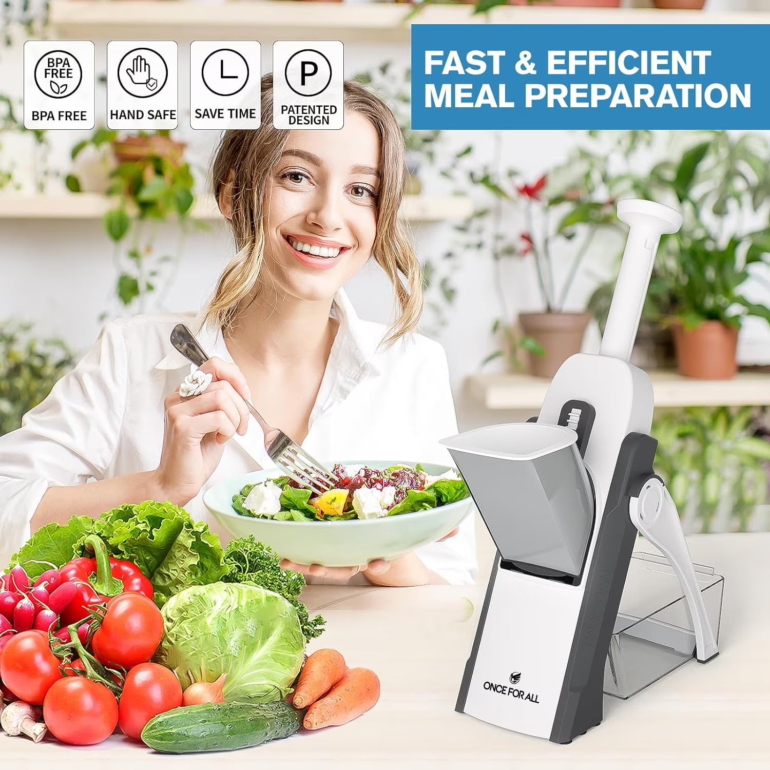 Slicely™ - 6-in-1 Safe Vertical Mandoline & Veggie Slicer (Gray)