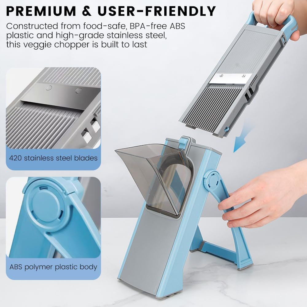 Slicely™ - 6-in-1 Safe Vertical Mandoline & Veggie Slicer (Blue)