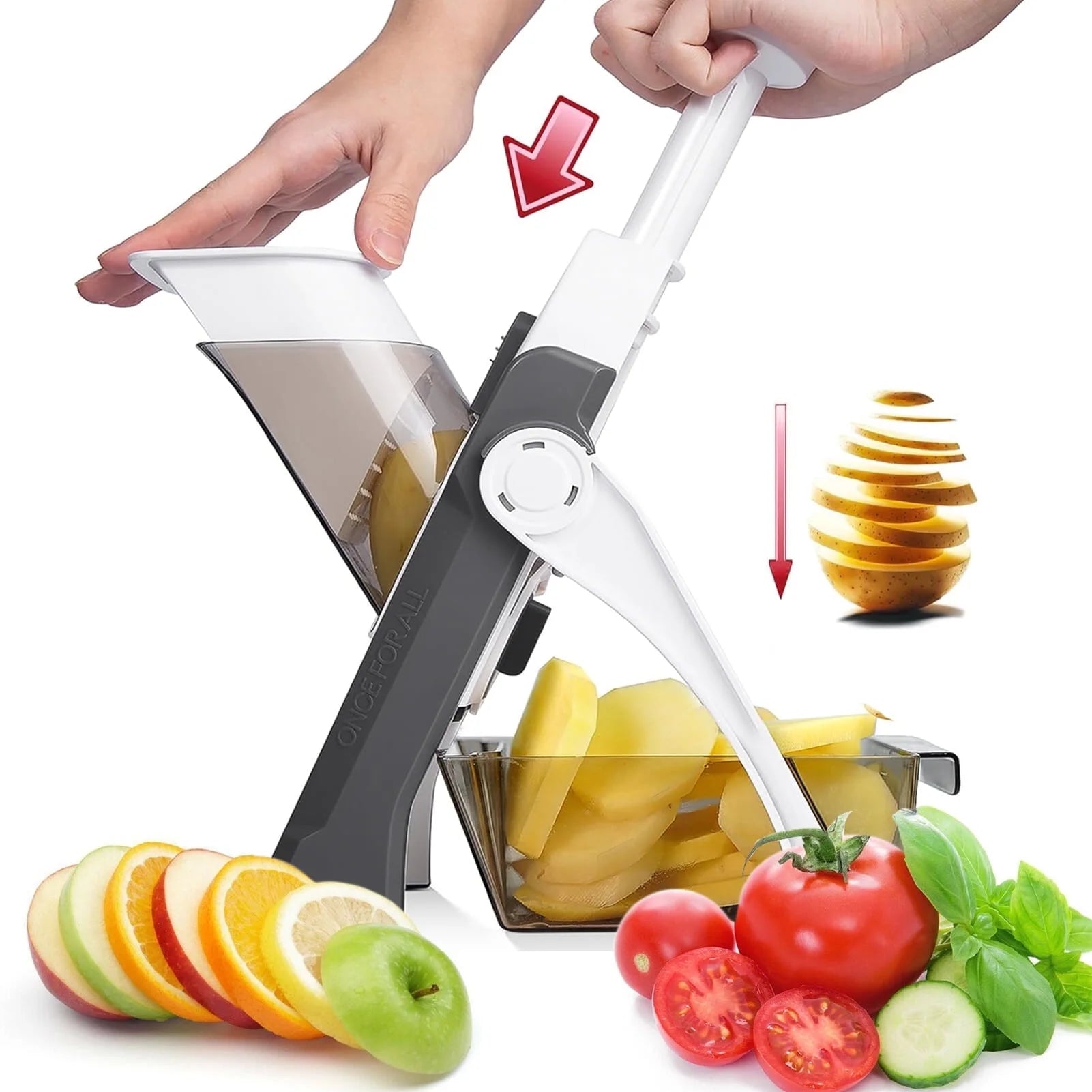 Slicely™ - 6-in-1 Safe Vertical Mandoline & Veggie Slicer (Gray)
