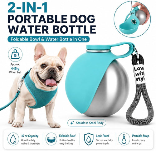 AquaSphere™ - 2-in-1 Stainless Steel Travel Pet Bottle (Blue)