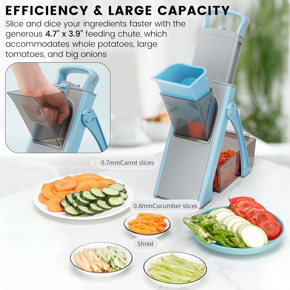 Slicely™ - 6-in-1 Safe Vertical Mandoline & Veggie Slicer (Blue)
